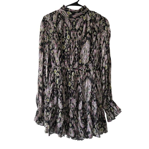 HEMANT & NANDITA Kari Short Black and Metallic Long Sleeve Mini Dress Mediuim - Picture 3 of 12